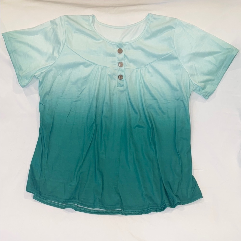 Ombré Relaxed Buttoned Short Sleeve Blouse